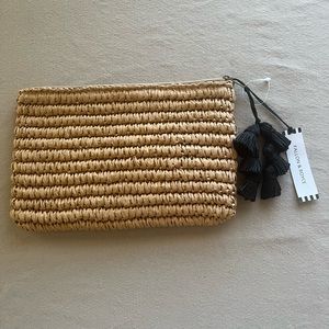 Fallon and Royce straw clutch. Never used, still has tag attached.